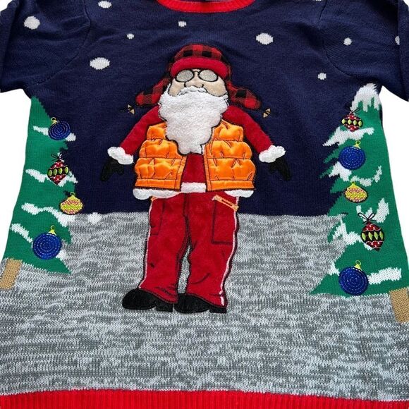 Jolly Sweater Men's Unisex Ugly Christmas Sweater Hunter orange Santa M … - Picture 1 of 12